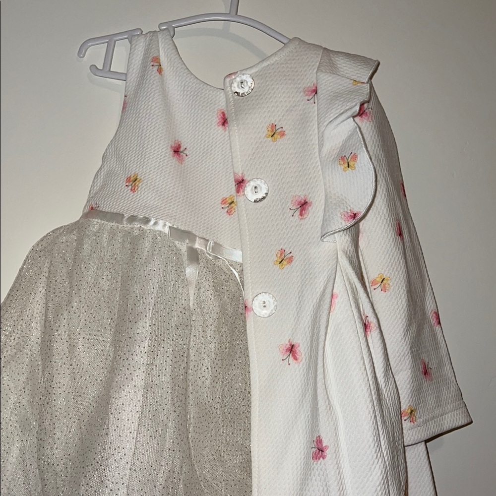 New - White Floral Girls' 2 Piece Coat and Sleeveless Dress